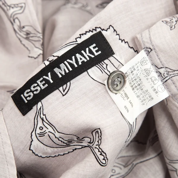 【SALE】イッセイミヤケ メンISSEY MIYAKE MEN カジキプリントステッチデザイン半袖シャツ グレー3 K-68473_014