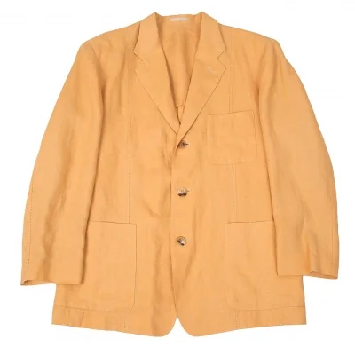 イッセイミヤケ メンISSEY MIYAKEMEN  パンチングリネン3Bジャケット オレンジ