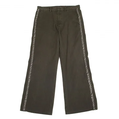 イッセイミヤケ メンISSEY MIYAKE MEN 製品染めサイドかがり刺繍コットンパンツ