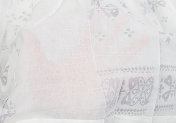 【SALE】イッセイミヤケミーISSEY MIYAKE me カリフラワーウエストプリントシースルースカート 白グレーM位 K-68732_012