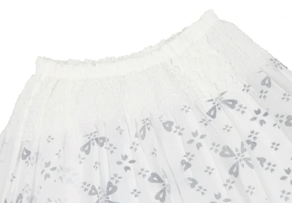 【SALE】イッセイミヤケミーISSEY MIYAKE me カリフラワーウエストプリントシースルースカート 白グレーM位 K-68732_003