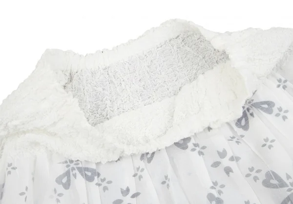 【SALE】イッセイミヤケミーISSEY MIYAKE me カリフラワーウエストプリントシースルースカート 白グレーM位 K-68732_004