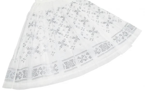 【SALE】イッセイミヤケミーISSEY MIYAKE me カリフラワーウエストプリントシースルースカート 白グレーM位 K-68732_005