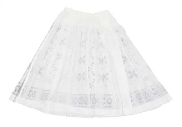 【SALE】イッセイミヤケミーISSEY MIYAKE me カリフラワーウエストプリントシースルースカート 白グレーM位 K-68732_008