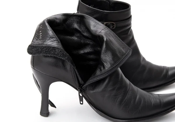 【SALE】ジャンポールゴルチエJean Paul GAULTIER ナローベルトポインテッドトゥショートブーツ 黒23cm K-68767_013