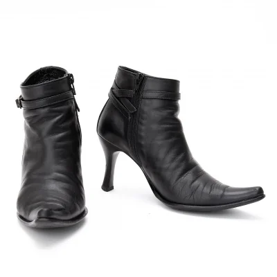 【SALE】ジャンポールゴルチエJean Paul GAULTIER ナローベルトポインテッドトゥショートブーツ