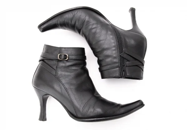 【SALE】ジャンポールゴルチエJean Paul GAULTIER ナローベルトポインテッドトゥショートブーツ 黒23cm K-68767_003