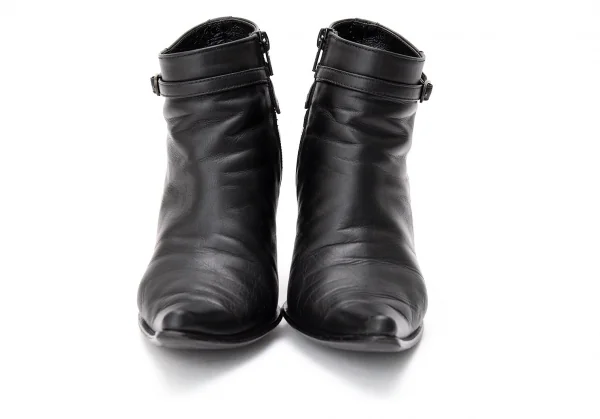 【SALE】ジャンポールゴルチエJean Paul GAULTIER ナローベルトポインテッドトゥショートブーツ 黒23cm K-68767_004