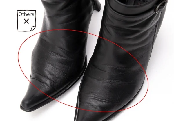 【SALE】ジャンポールゴルチエJean Paul GAULTIER ナローベルトポインテッドトゥショートブーツ 黒23cm K-68767_006