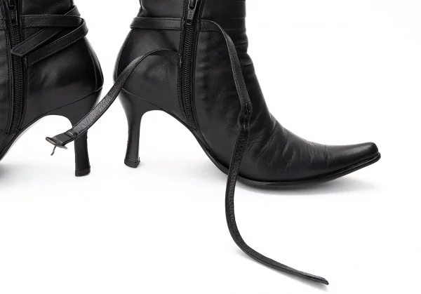 【SALE】ジャンポールゴルチエJean Paul GAULTIER ナローベルトポインテッドトゥショートブーツ 黒23cm K-68767_008