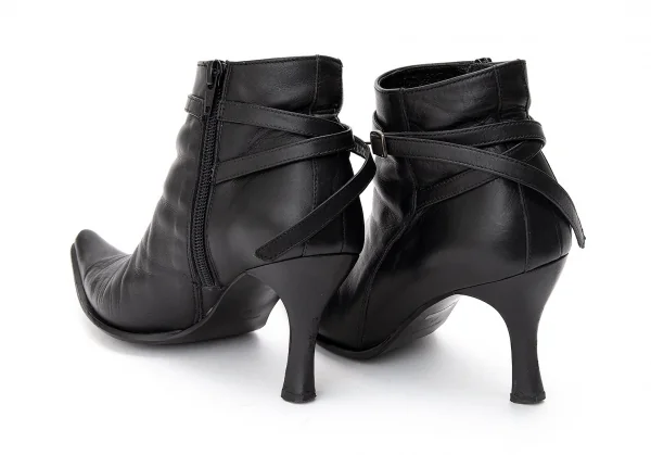 【SALE】ジャンポールゴルチエJean Paul GAULTIER ナローベルトポインテッドトゥショートブーツ 黒23cm K-68767_009