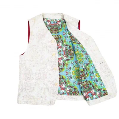 【SALE】イッセイミヤケ メンISSEY MIYAKE MEN 裏プリントリバーシブルリネンベスト