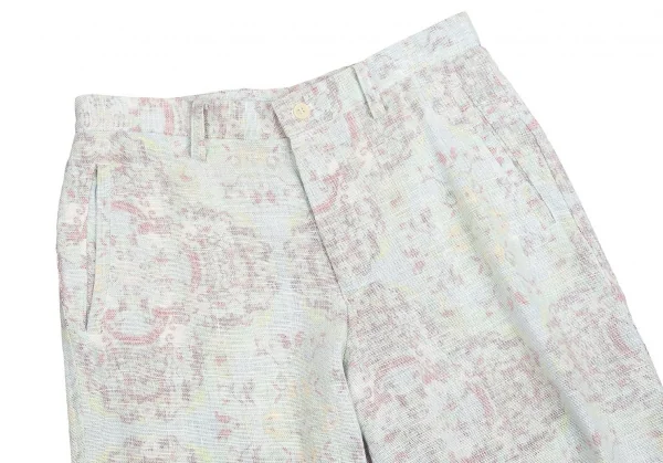 【SALE】イッセイミヤケ メンISSEY MIYAKE MEN 裏プリントリネンパンツ 白マルチ2 K-68774_003