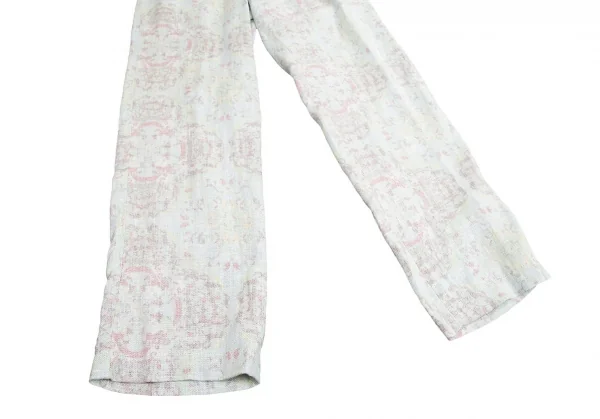 【SALE】イッセイミヤケ メンISSEY MIYAKE MEN 裏プリントリネンパンツ 白マルチ2 K-68774_007