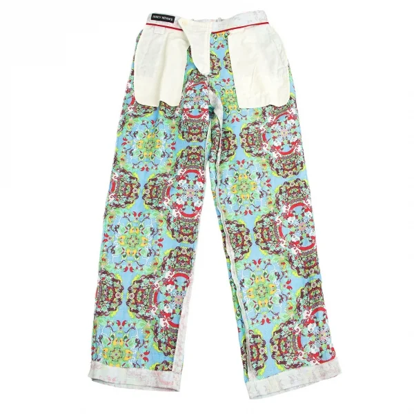 【SALE】イッセイミヤケ メンISSEY MIYAKE MEN 裏プリントリネンパンツ 白マルチ2 K-68774_009