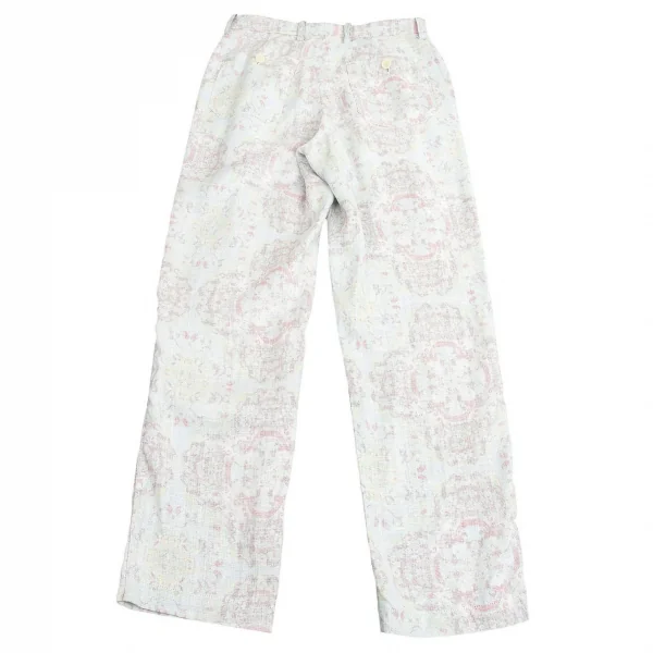 【SALE】イッセイミヤケ メンISSEY MIYAKE MEN 裏プリントリネンパンツ 白マルチ2 K-68774_012