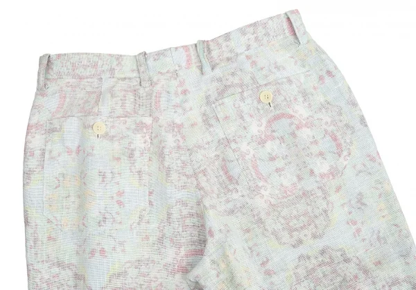 【SALE】イッセイミヤケ メンISSEY MIYAKE MEN 裏プリントリネンパンツ 白マルチ2 K-68774_013