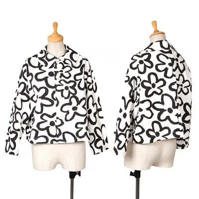 コムデギャルソンCOMME des GARCONS 手書きフラワープリントラウンドカラーショートジャケット
