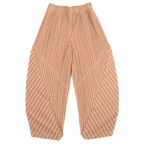 プリーツプリーズPLEATS PLEASE リネン混かすれストライプアラジンパンツ