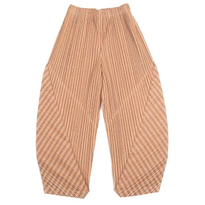 プリーツプリーズPLEATS PLEASE リネン混かすれストライプアラジンパンツ