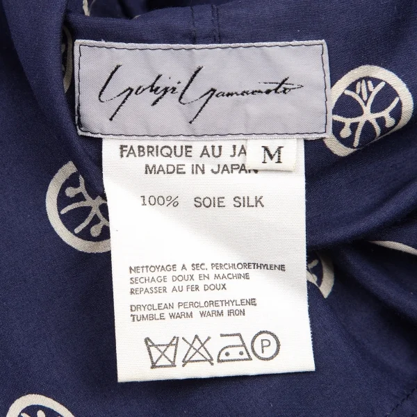 【SALE】ヨウジヤマモト ファムYohji Yamamoto FEMMEシルク家紋プリントプルオーバーシャツワンピース 紺M K-68905_017