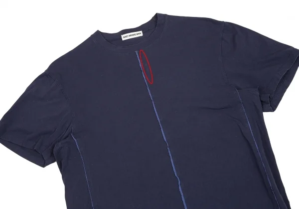 【SALE】イッセイミヤケ メンISSEY MIYAKE MEN 張合わせデザインTシャツ 青F K-68938_002