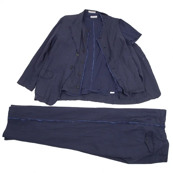 【SALE】イッセイミヤケ メンISSEY MIYAKE MEN 張合わせデザインTシャツ 青F K-68938_011