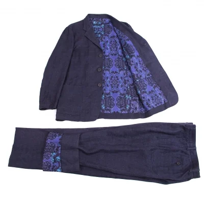 【SALE】イッセイミヤケ メンISSEY MIYAKE MEN リバーシブル染めリネンセットアップスーツ 紺