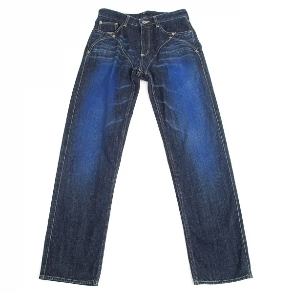 【SALE】イッセイミヤケ メンISSEY MIYAKE MEN  ブループリントステッチ切替デニムジーンズ 紺1 K-68959_001