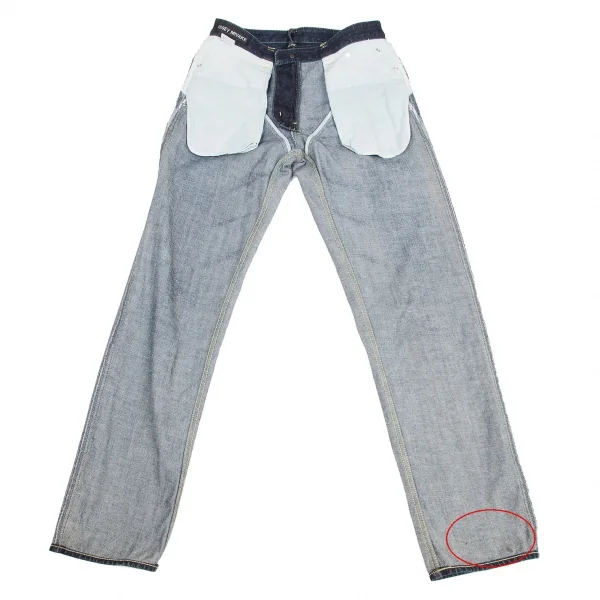 【SALE】イッセイミヤケ メンISSEY MIYAKE MEN  ブループリントステッチ切替デニムジーンズ 紺1 K-68959_010