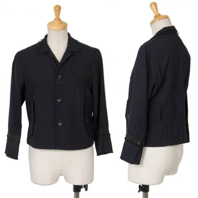 【SALE】トリコ コムデギャルソンtricot COMME des GARCONS シワ加工テーピングウールトラックジャケット 濃紺