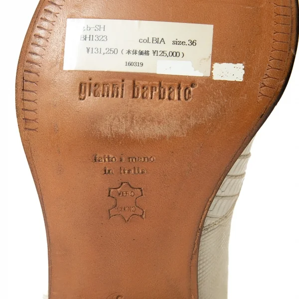 ジャンニバルバートgianni barbato クロコ型押しポインテッドトゥレザーブーツ オフ茶36（22.5位） K-69070_014