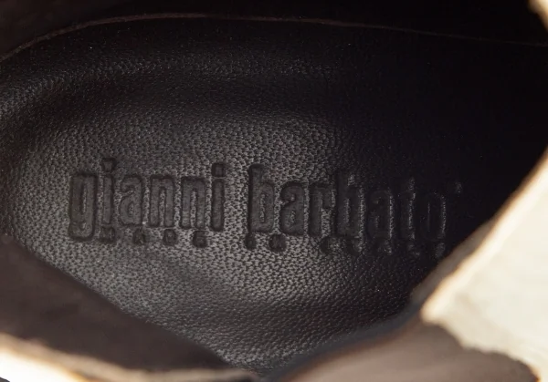 ジャンニバルバートgianni barbato クロコ型押しポインテッドトゥレザーブーツ オフ茶36（22.5位） K-69070_015