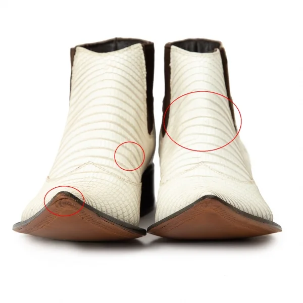 ジャンニバルバートgianni barbato クロコ型押しポインテッドトゥレザーブーツ オフ茶36（22.5位） K-69070_004