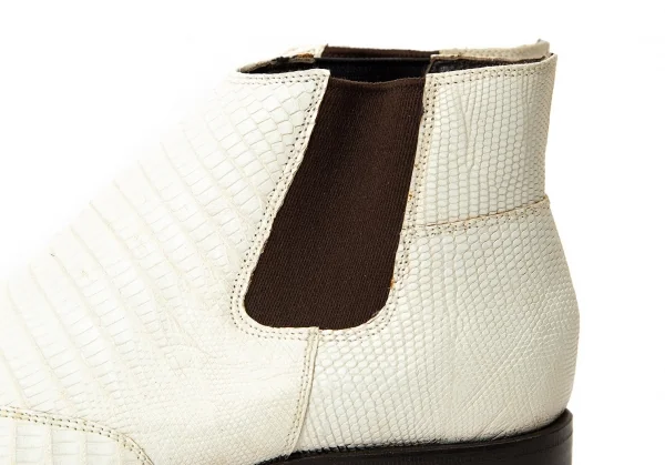 ジャンニバルバートgianni barbato クロコ型押しポインテッドトゥレザーブーツ オフ茶36（22.5位） K-69070_009