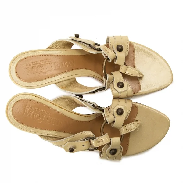 アレキサンダーマックイーン Alexander McQUEEN リングベルトサンダル ベージュ35.5（22.5位） K-69075_002