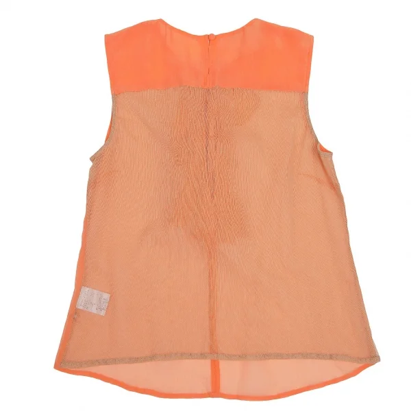 【SALE】ドリスヴァンノッテンDRIES VAN NOTEN メッシュ切替フリルシフォンノースリーブ サーモンピンクM位 K-69107_011