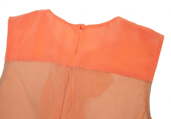 【SALE】ドリスヴァンノッテンDRIES VAN NOTEN メッシュ切替フリルシフォンノースリーブ サーモンピンクM位 K-69107_012