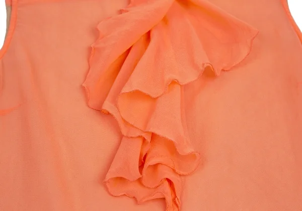 【SALE】ドリスヴァンノッテンDRIES VAN NOTEN メッシュ切替フリルシフォンノースリーブ サーモンピンクM位 K-69107_006