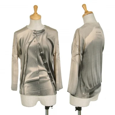 ジャンポールゴルチエ ファムJean Paul GAULTIER FEMME カーディガン転写プリントカーディガン ベージュグレー