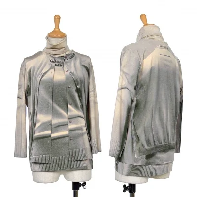 ジャンポールゴルチエ ファムJean Paul GAULTIER FEMME カーディガン転写プリントアンサンブル ベージュグレー