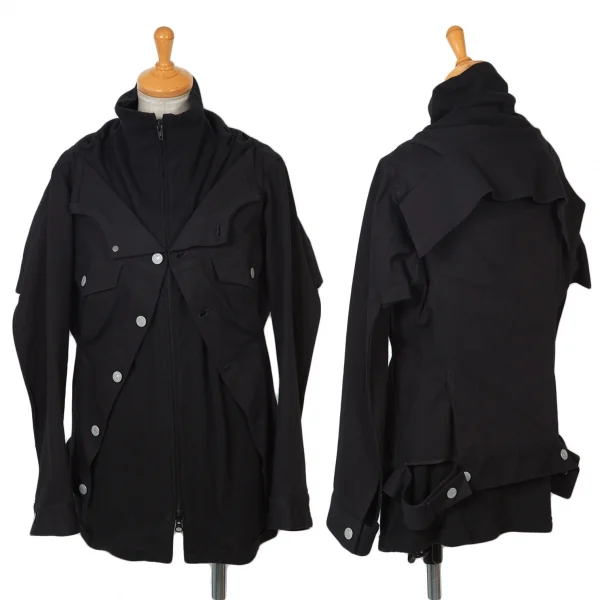 【SALE】ヨウジヤマモト ファムyohji yamamoto FEMME デニムレイヤードジップブルゾン 黒1 K-69127_001