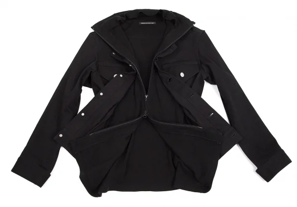 【SALE】ヨウジヤマモト ファムyohji yamamoto FEMME デニムレイヤードジップブルゾン 黒1 K-69127_011