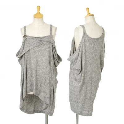 【SALE】ワイズY's コットンリネンショルダーボタン留めノースリーブ