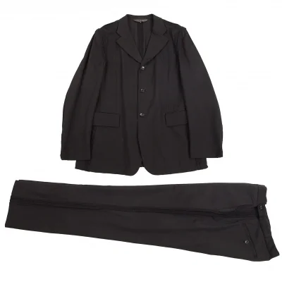 コムデギャルソン オムプリュスCOMME des GARCONS HOMME PLUS ウールギャバインサイドアウトシームセットアップ 黒