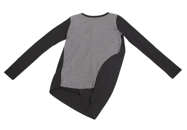 【SALE】ヨウジヤマモト ファムYohji Yamamoto FEMME 前後切替デザイン変形カットソー 黒グレー2 K-69208_010