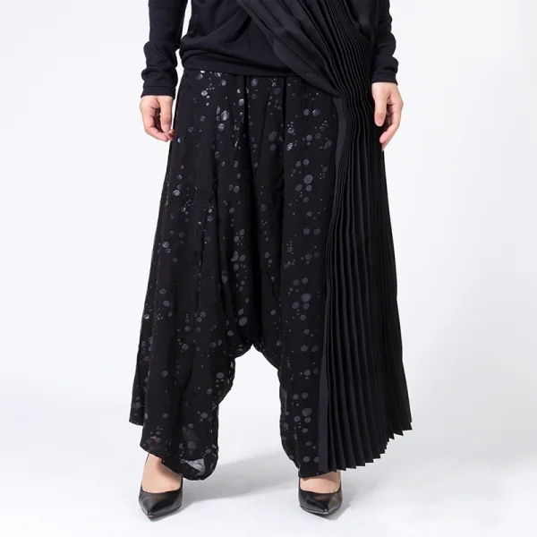 【SALE】ヨウジヤマモト ファムYohji Yamamoto FEMME 特殊プリントサルエルパンツ 黒2 K-69209_011