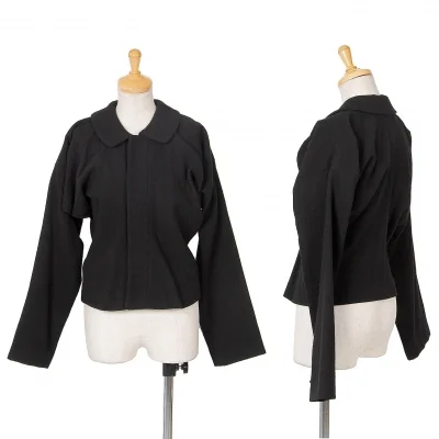 ローブドシャンブル コムデギャルソンrobe de chambre COMME des GARCONS ウールナイロンホック留めドルマンスリーブジャケット 黒