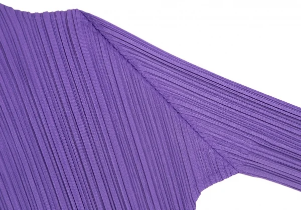 プリーツプリーズ　ロングワンピース　フレア　パープル　スカラップ　ドレープ　L プリーツプリーズ イッセイミヤケPLEATS PLEASE ISSEY MIYAKE 長袖