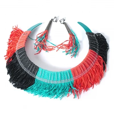 【SALE】イッセイミヤケ ISSEY MIYAKE ペーパーフリンジネックレス＆イヤリング セット